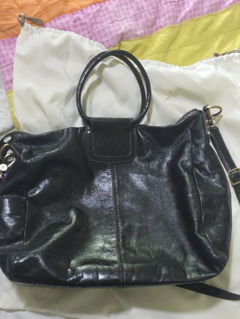 HOBO Black Leather Hobo Shoulder Bag with Tote Dust Cover